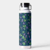 Aquarell-Veilchen auf Blau Trinkflasche (Rückseite)
