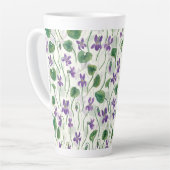 Aquarell-Veilchen auf cremeweißem Hintergrund Milchtasse (Linke Ecke)
