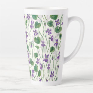 Aquarell-Veilchen auf cremeweißem Hintergrund Milchtasse