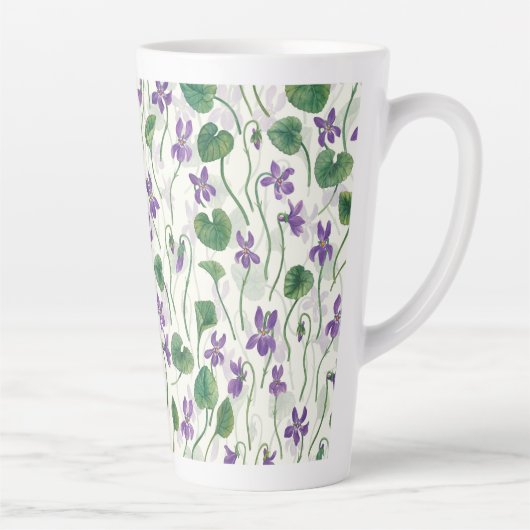 Aquarell-Veilchen auf cremeweißem Hintergrund Milchtasse (Rechts)