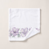 Aquarell-Veilchen-Blumenmuster Badhandtuch Set (Waschlappen)