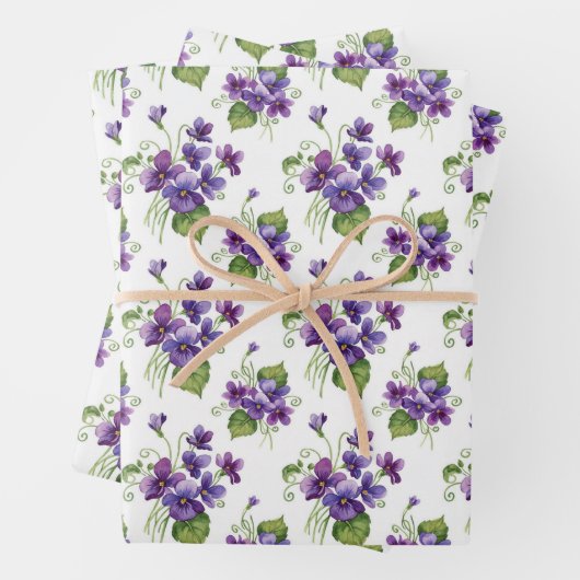 Aquarell-Veilchen-Blumenstrauß Geschenkpapier Set (Beispiel)