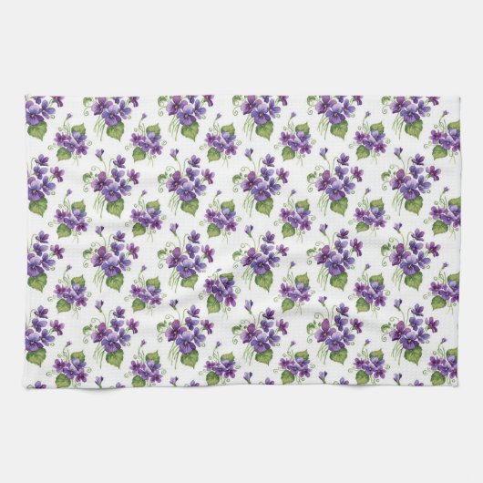Aquarell-Veilchen-Blumenstrauß Geschirrtuch (Horizontal)