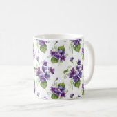 Aquarell-Veilchen-Blumenstrauß Kaffeetasse (VorderseiteRechts)