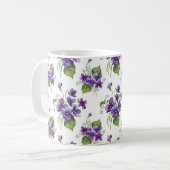 Aquarell-Veilchen-Blumenstrauß Kaffeetasse (Vorderseite Links)