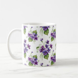 Aquarell-Veilchen-Blumenstrauß Kaffeetasse