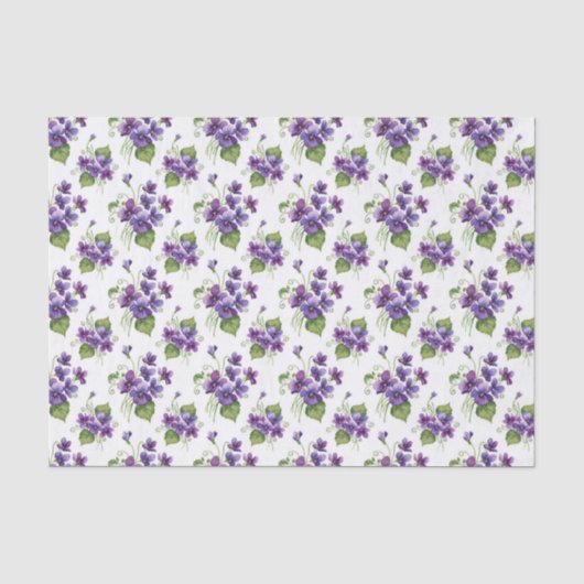 Aquarell-Veilchen-Blumenstrauß Seidenpapier (Vorderseite)