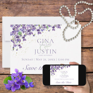 Aquarell-Veilchen-Hochzeit-Save-the-Date-Karte Save The Date