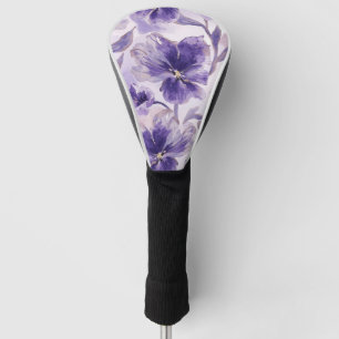 Aquarell-Veilchenblüten lila gemalt Golf Headcover