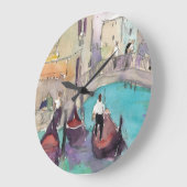Aquarell-Venedig-Gondel-Fahrt der Bestimmungsort-| Große Wanduhr (Winkel)