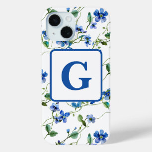 Aquarell vergessen Sie mich nicht Blume Monogramm Case-Mate iPhone Hülle