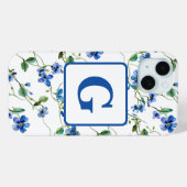 Aquarell vergessen Sie mich nicht Blume Monogramm Case-Mate iPhone Hülle (Rückseite (Horizontal))