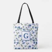 Aquarell vergessen Sie mich nicht Blume Monogramm Tasche (Rückseite)