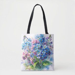 Aquarell-Vergissmeinnicht-Blumenstrauß Tasche