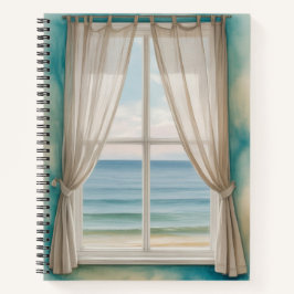 AQUARELL VERHANGTES FENSTER ZUM MEER NOTIZBLOCK