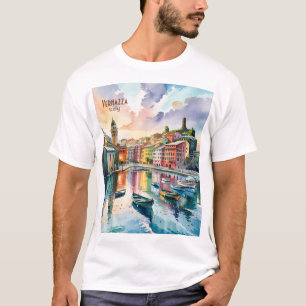 Aquarell Vernazza Cinque Terre Italien Bunt T-Shirt