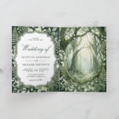 Aquarell Verzauberter Wald QR-Code Hochzeit Einladung (Innenseite)