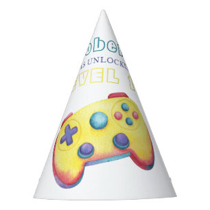 Aquarell-Videospiel-Kindergeburtstag Partyhütchen