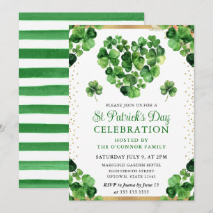 Aquarell-Vierblattklee St. Patrick's Day Einladung