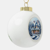 Aquarell Viktorianisches Winterhaus Jahr Keramik Kugel-Ornament (Links)