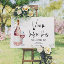 Aquarell Vino vor Vows Brautparty Willkommen Poster