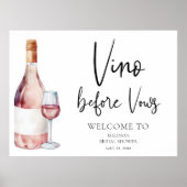 Aquarell Vino vor Vows Brautparty Willkommen Poster (Vorne)