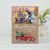 Aquarell Vintag Red Truck Foto Kraft Weihnachten (Stehend Vorderseite)