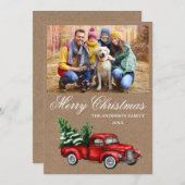 Aquarell Vintag Red Truck Foto Kraft Weihnachten (Vorne/Hinten)