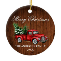 Aquarell Vintag Red Truck Weihnachten