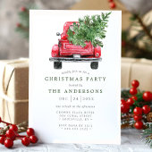 Aquarell Vintag Red Truck Weihnachts-Party Einladung