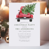 Aquarell Vintag Red Truck Weihnachts-Party Einladung