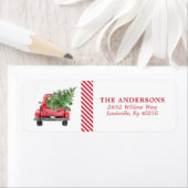 Aquarell Vintag Red Truck Weihnachtsadresse (Insitu)