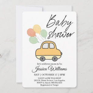 Aquarell-Vintage-Auto-Baby-Shower-Einladung Einladung