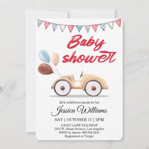 Aquarell-Vintage-Auto-Baby-Shower-Einladung Einladung