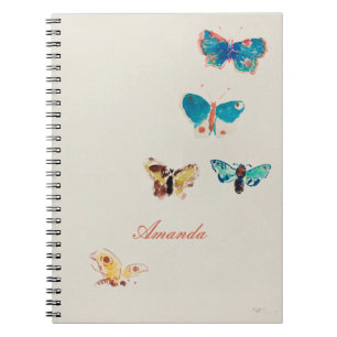 Aquarell vintage blaue Schmetterlinge. Odilon Redo Notizblock