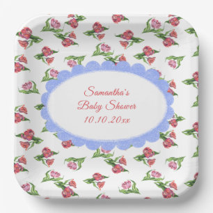 Aquarell Vintage Blumen Baby Shower Pappteller