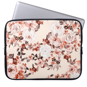 Aquarell-vintage-blumen nahtloses Muster, braun Laptopschutzhülle