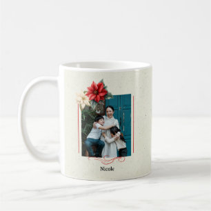 Aquarell-Vintage-Blumen-Rot-Weihnachtsstern-Andenk Kaffeetasse