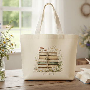 Aquarell-Vintage-Blumenbücher Jumbo Stoffbeutel