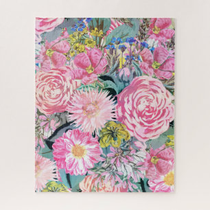 Aquarell-vintage-Blumenillustration Puzzle