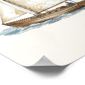 Aquarell Vintage Boot Nautical Poster (Ecke)