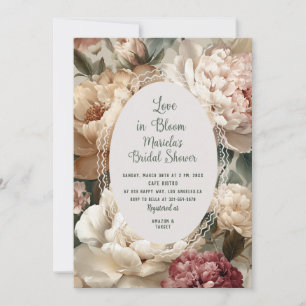 Aquarell Vintage Botanical lovein bloom Braut S Einladung
