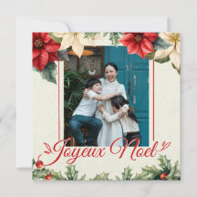 Aquarell Vintage Floral Roter Weihnachtsstern Gruß