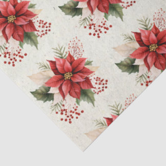 Aquarell Vintage Floral Roter Weihnachtsstern Seidenpapier