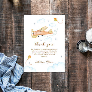 Aquarell Vintage-Flugzeug Baby Shower Dankeskarte