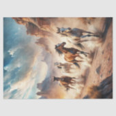 Aquarell Vintage Galopp-Wildpferde Prärie Seidenpapier (Vorderseite)