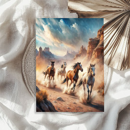 Aquarell Vintage Galopp-Wildpferde Prärie Seidenpapier