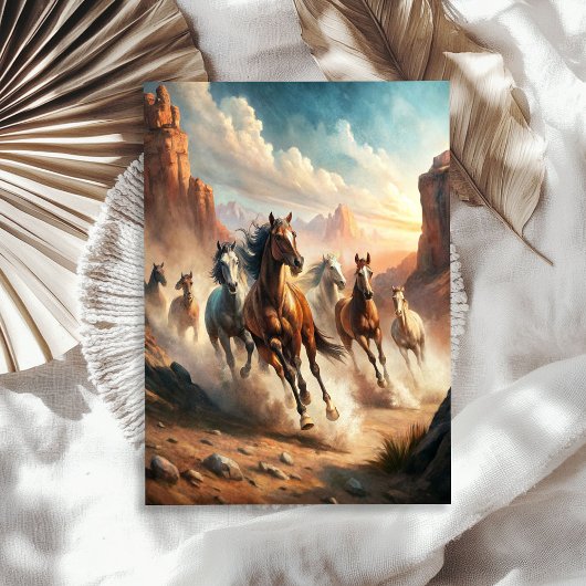 Aquarell Vintage Galopp-Wildpferde Prärie Seidenpapier