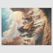 Aquarell Vintage Galopp-Wildpferde Prärie Seidenpapier (Vorderseite)