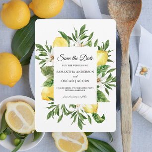 Aquarell-Vintage-Gelb-Limonen- und Blattrahmen Save The Date